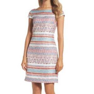 Vince Camuto Women’s Multicolored Sheath Dress Turquoise Coral Pink Size 6